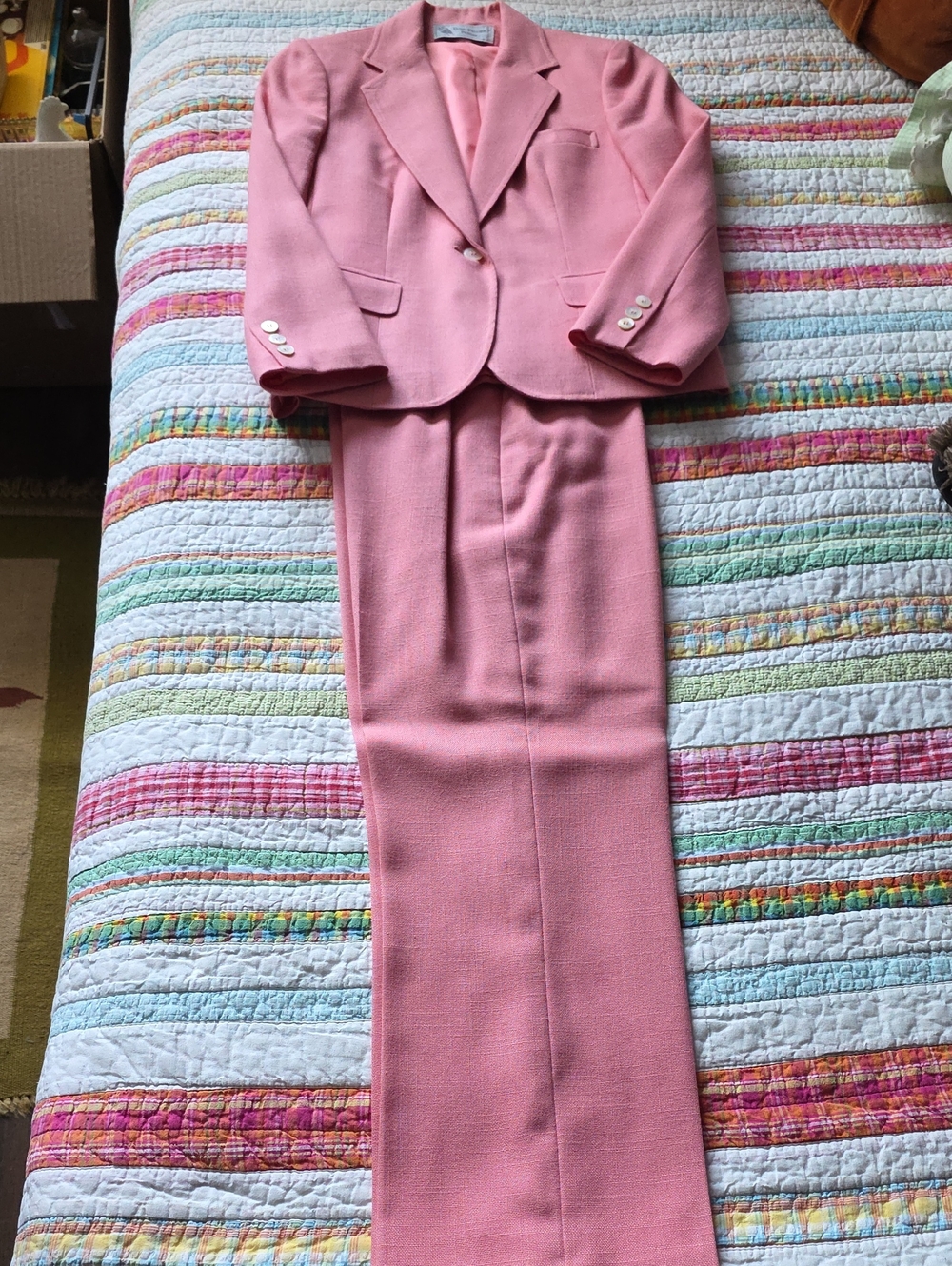 Vintage Evan Picone Petite Coral-Pink Blazer Set